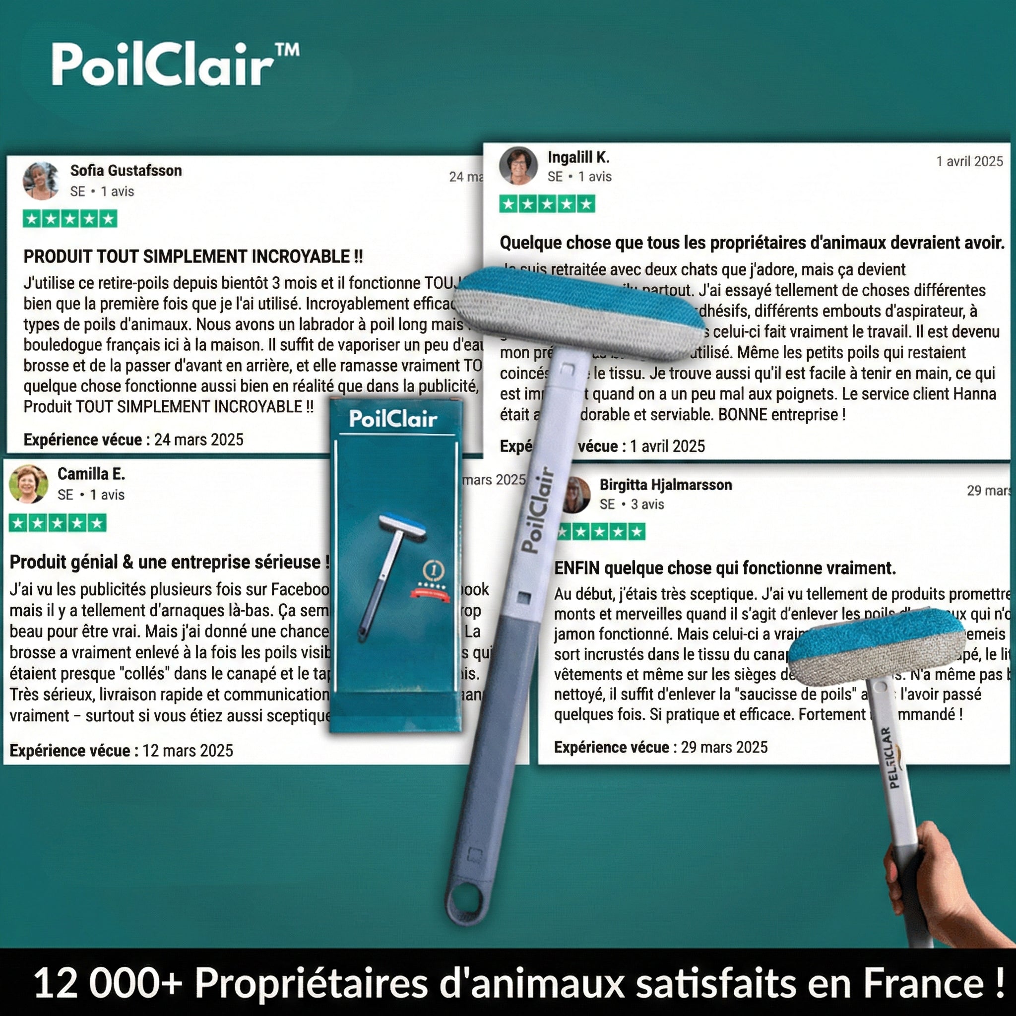 PoilClair™ – Le vrai éliminateur de poils multifonctionnel