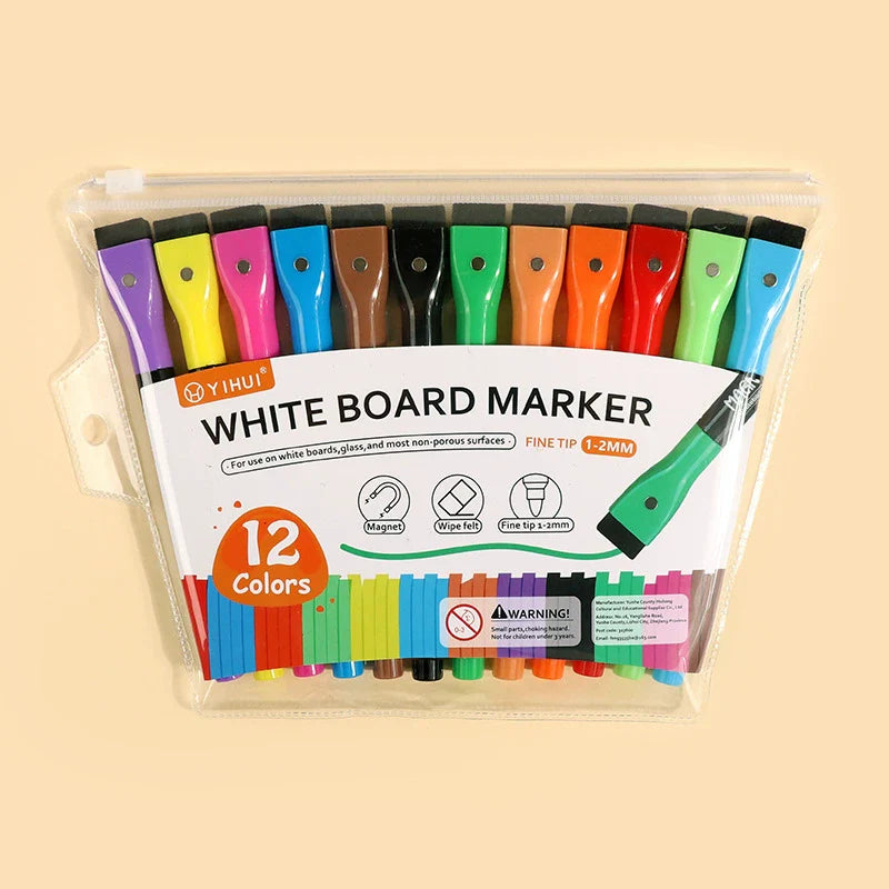 12 Marqueurs Magnétiques PRO pour Tableau LED Lumineux