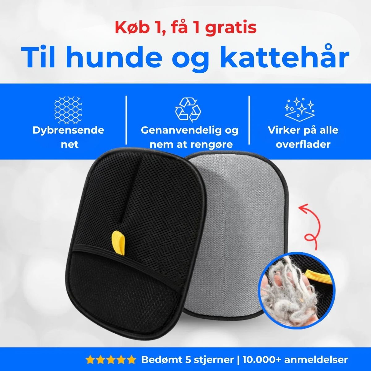 ÉliminePoils™ – Gants électrostatiques pour un retrait facile des poils d'animaux (1+1 GRATUIT)