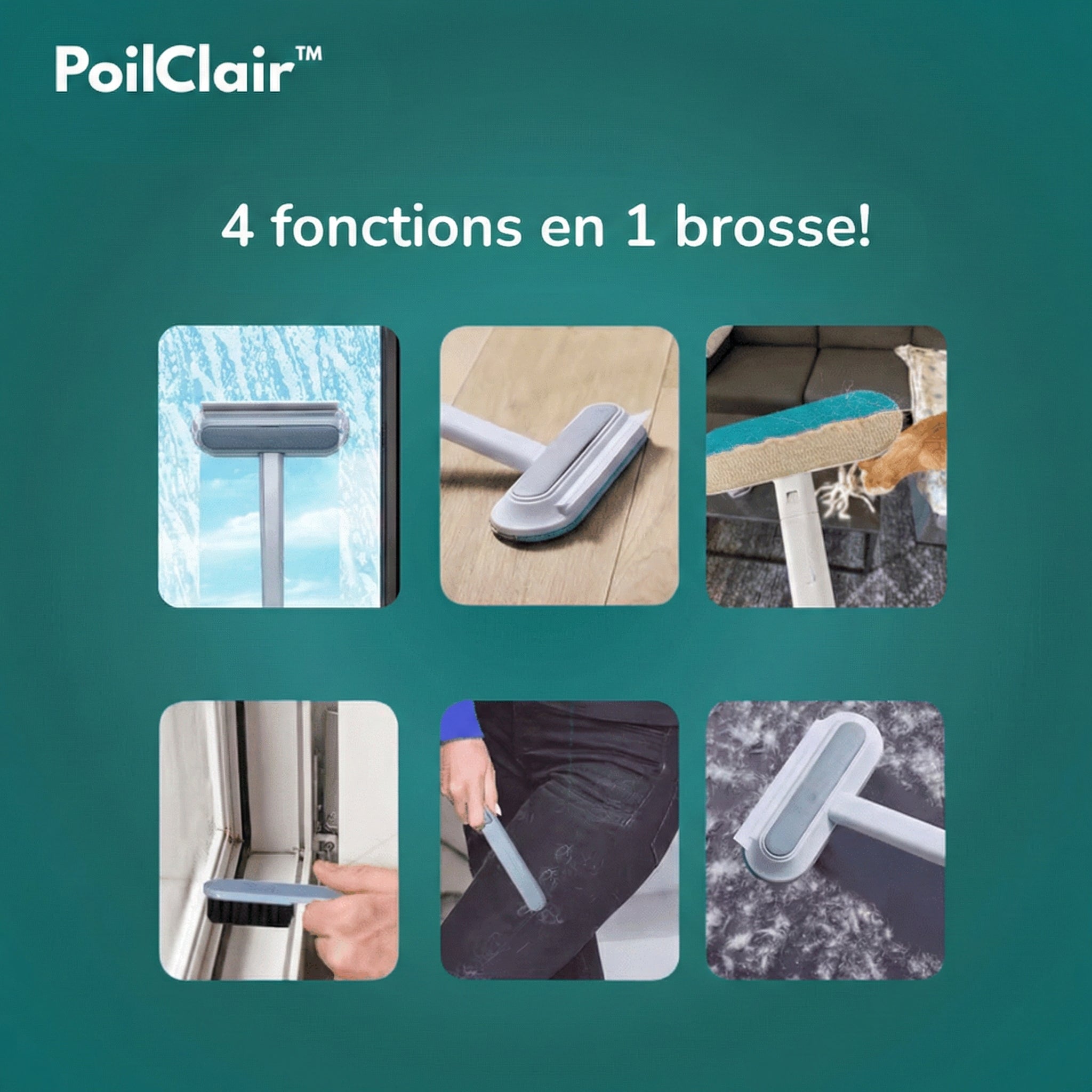 PoilClair™ – Le vrai éliminateur de poils multifonctionnel
