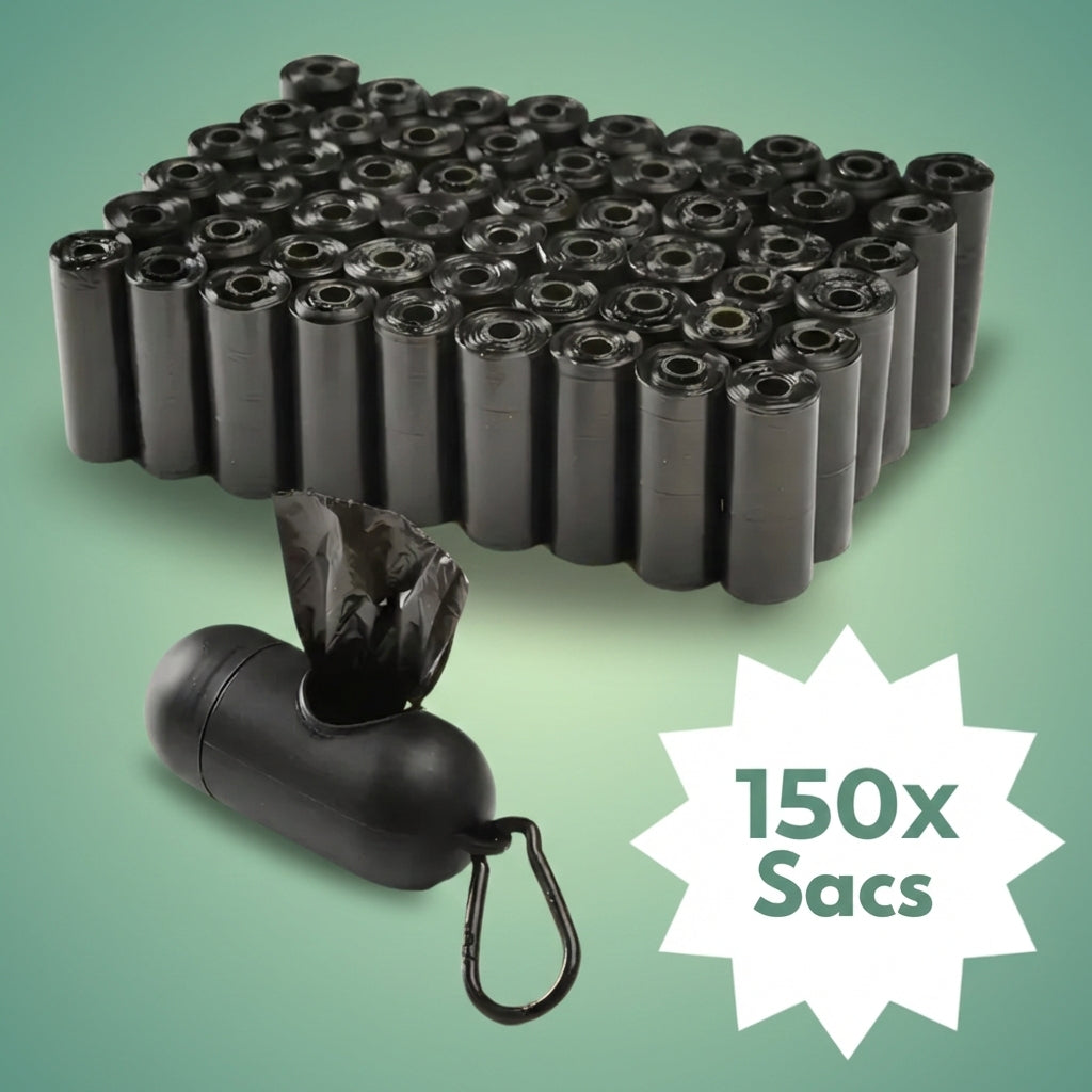 150 sacs à déjections canines avec distributeur pratique