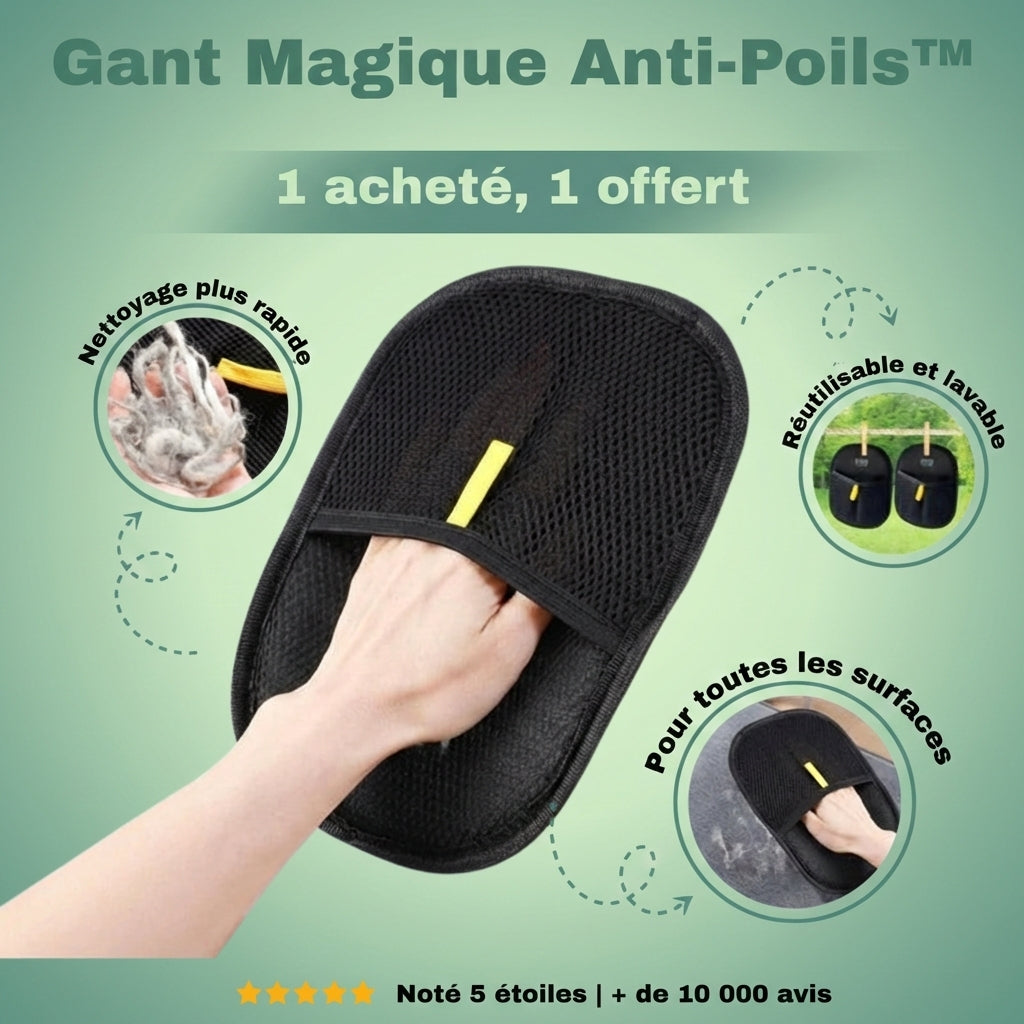Gant Magique Anti-Poils™ – La solution électrostatique (1 ACHETÉ = 1 OFFERT)