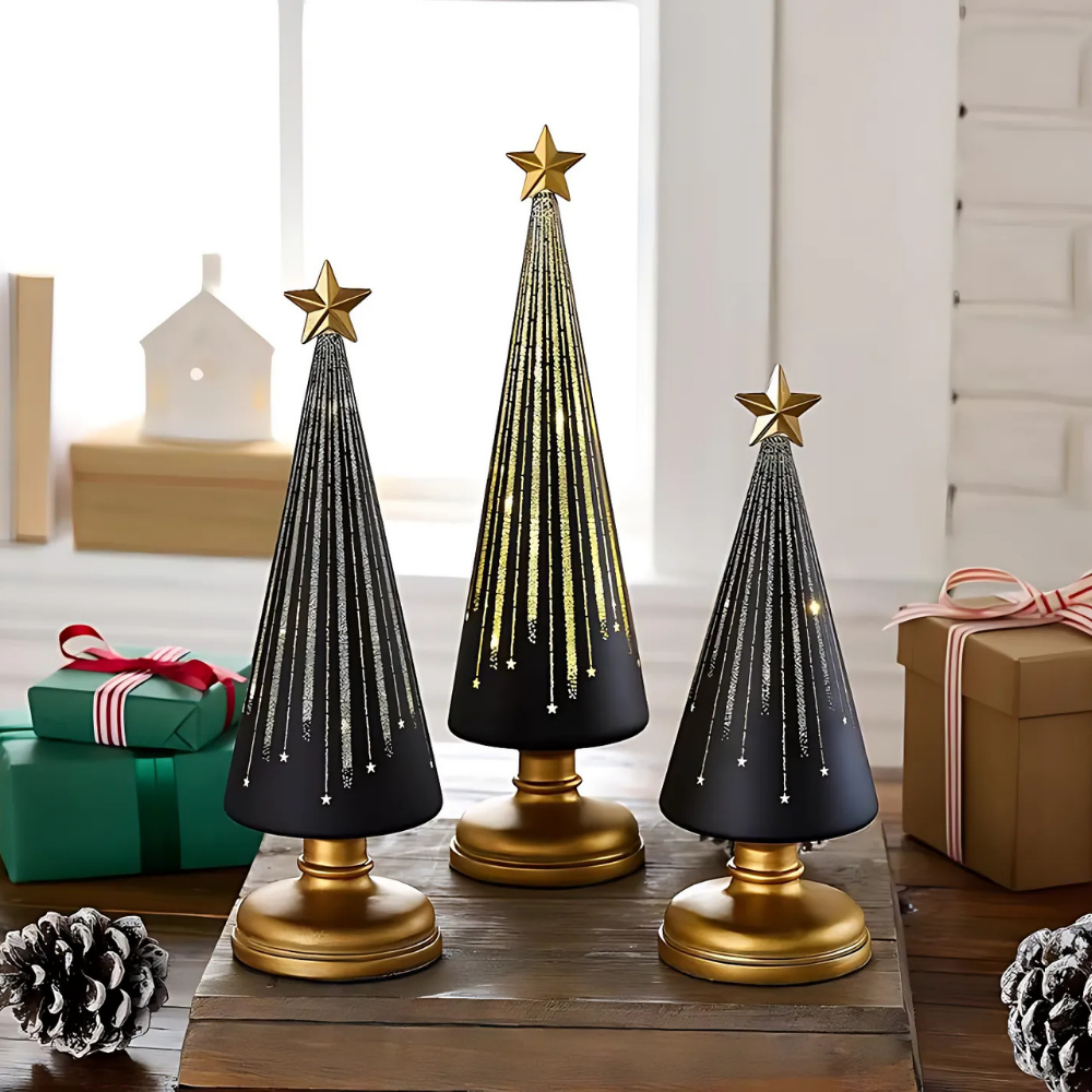 ÉtoileLumineuse™ – Arbres de Noël LED en Verre Éclatant